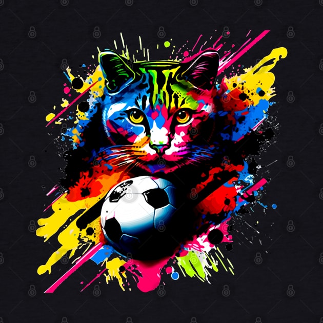 Soccer Cat - Soccer Futball Football - Graphiti Art Graphic Paint by MaystarUniverse